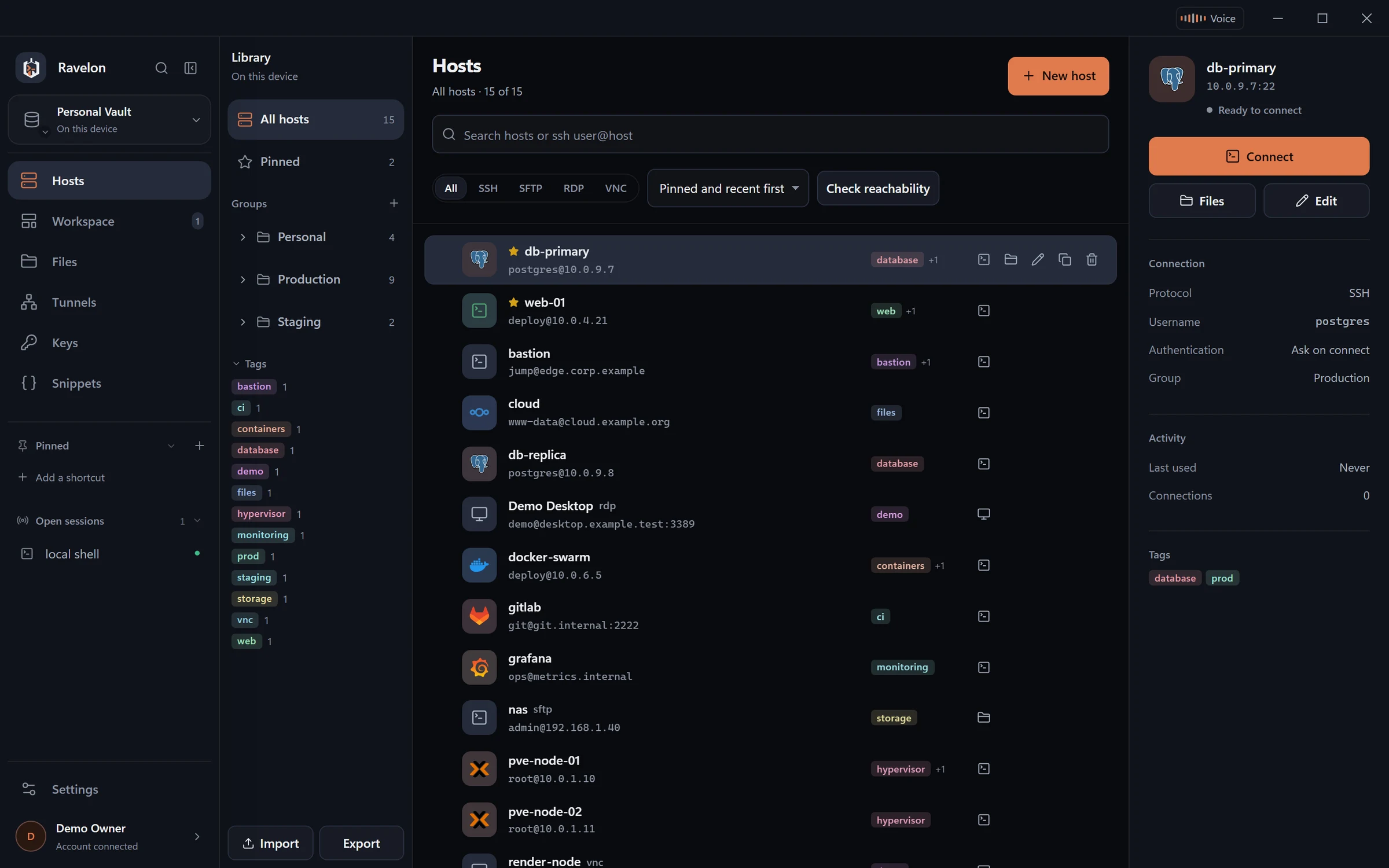 Hosts in the dark theme